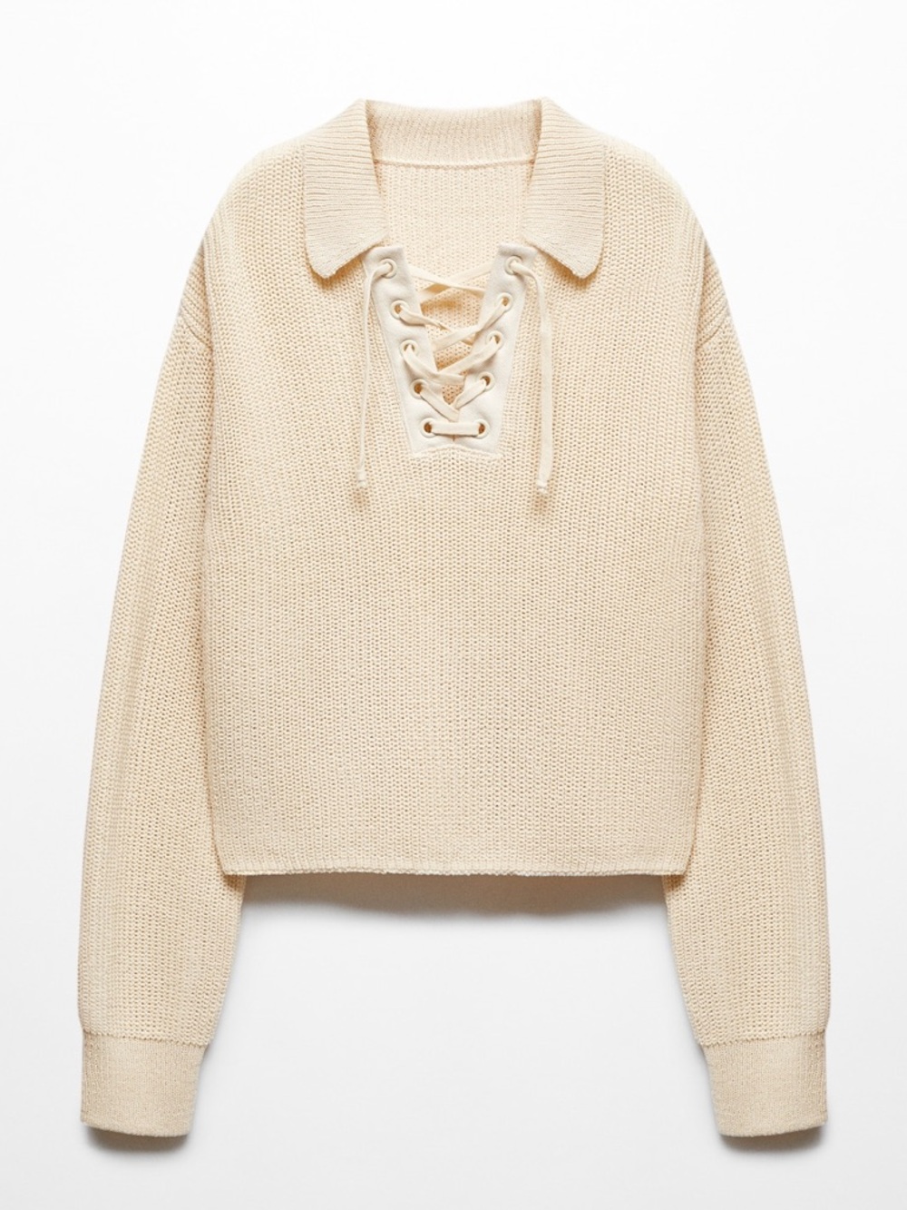 MANGO V-NECK SWEATER WITH DRAWSTRING